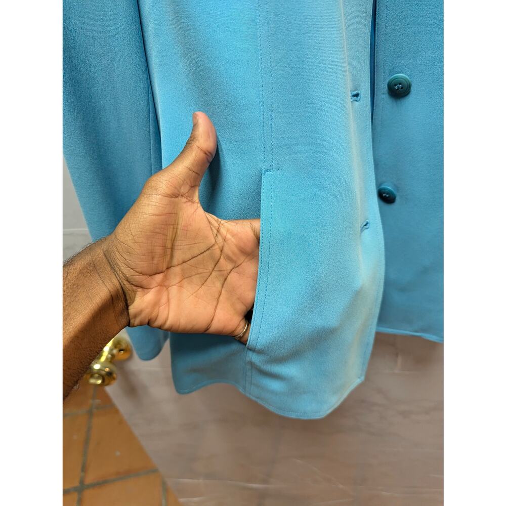 Jones New York Sky Blue Shacket Blazer Minimalist Career 8 button Up Vintage - Picture 5 of 9